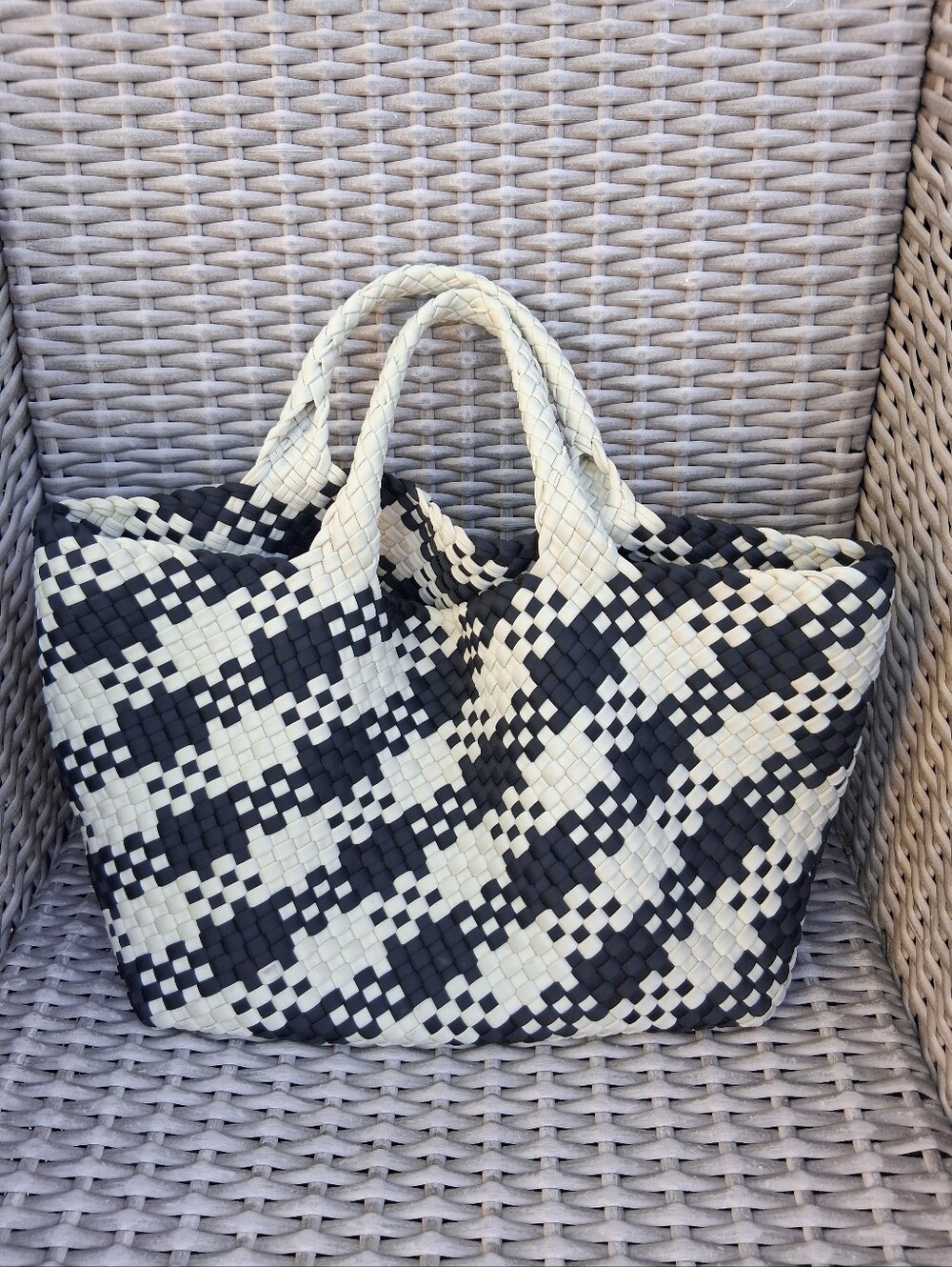 Naghedi Bag Black & Cream Medium Tote Bag - Stylish Everyday Carry
